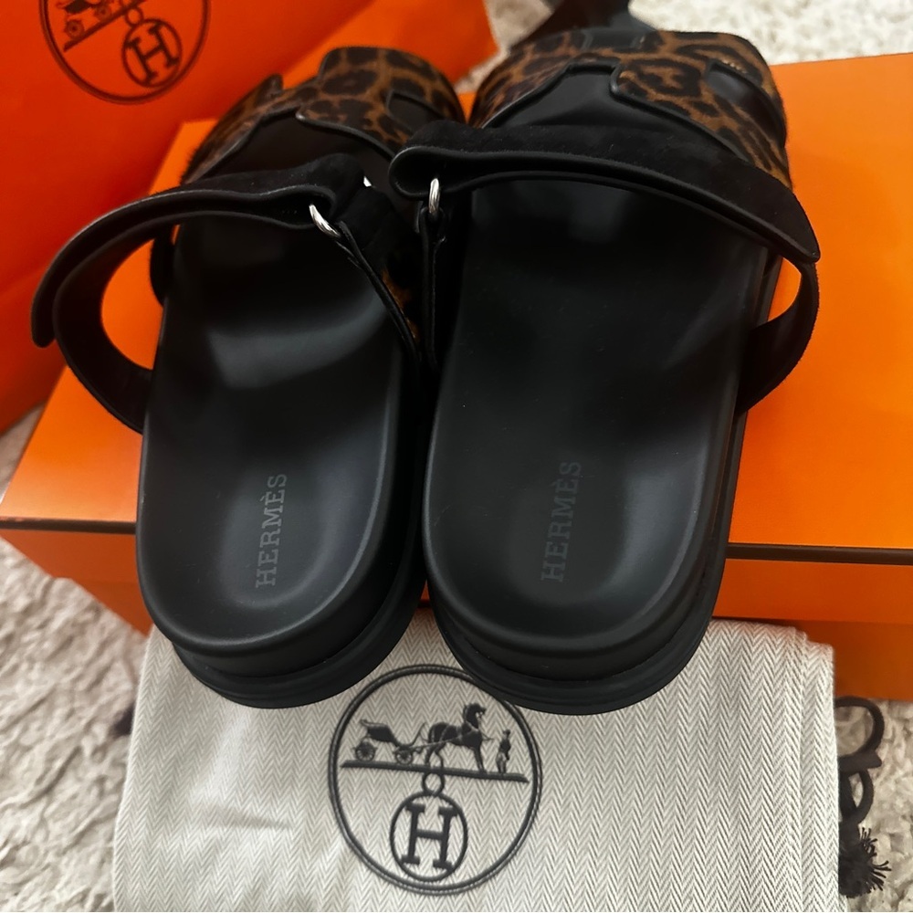 Chypre sandal Leopard Print Black Sandals - Picture 7 of 14